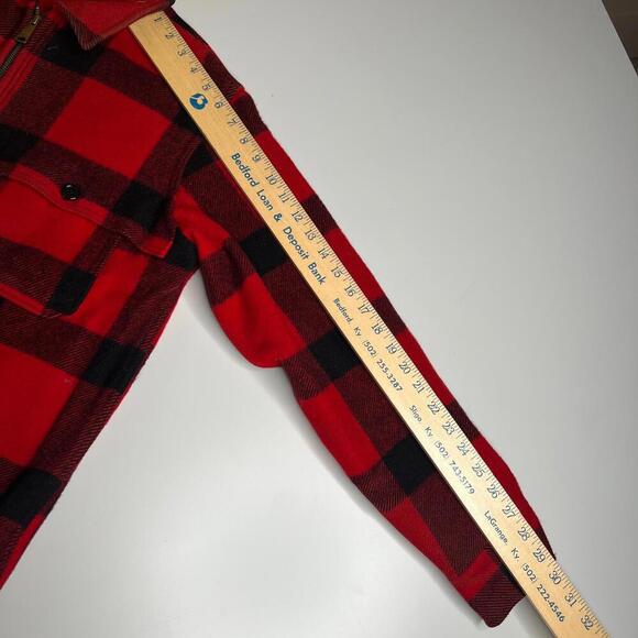 Vintage Woolrich Buffalo Plaid Wool Jacket Red Black USA Made Hunting Coat M - Picture 3 of 13